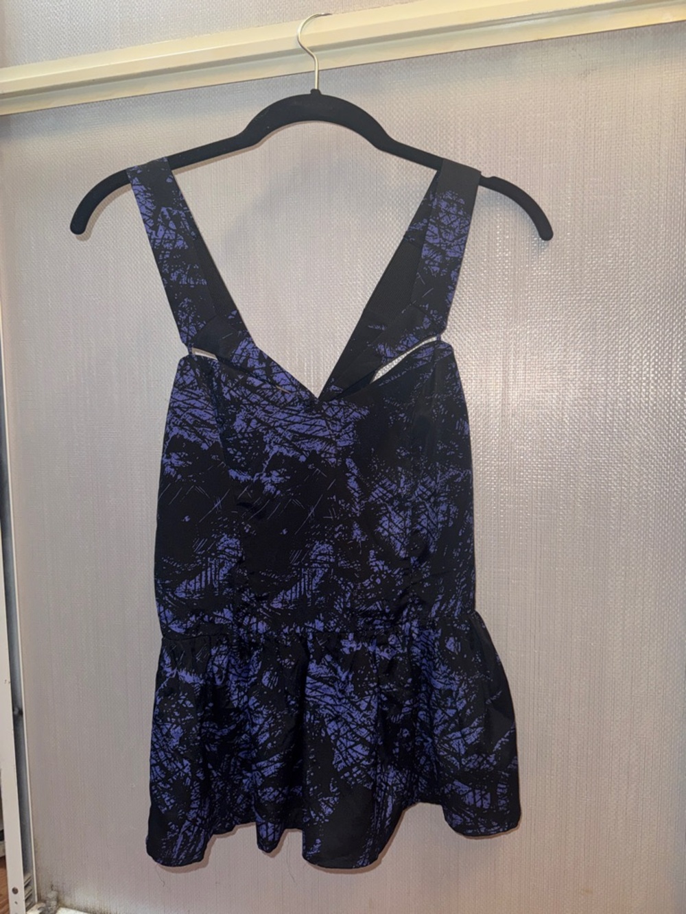 Black & Purple Printed Peplum Tank Top